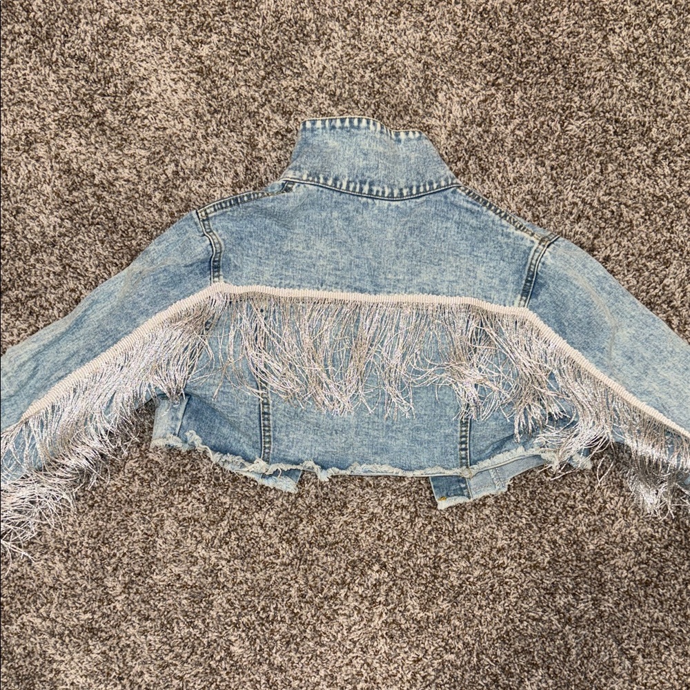 Fringe Cropped Denim Jacket